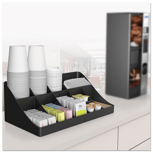 Picture of 11-Compartment Coffee Condiment Organizer, 18.25 x 6.63 x 9.78, Black