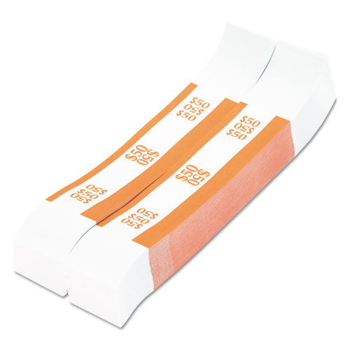 Picture of Currency Straps, Orange, $50 in Dollar Bills, 1000 Bands/Pack