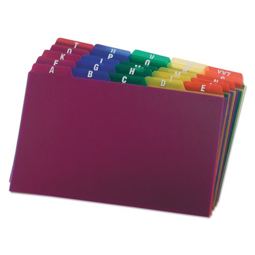 Durable+Poly+A-Z+Card+Guides%2C+1%2F5-Cut+Top+Tab%2C+A+To+Z%2C+5+X+8%2C+Assorted+Colors%2C+25%2Fset