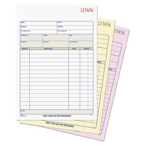 Picture of Sales Order Book, Three-Part Carbonless, 7.94 x 5.56, 50 Forms Total