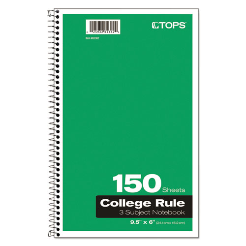 Picture of Coil-Lock Wirebound Notebooks, 3-Subject, Medium/College Rule, Randomly Assorted Cover Color, (150) 9.5 x 6 Sheets