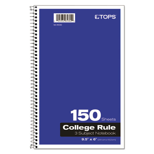 Picture of Coil-Lock Wirebound Notebooks, 3-Subject, Medium/College Rule, Randomly Assorted Cover Color, (150) 9.5 x 6 Sheets