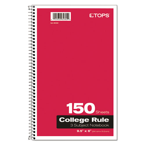 Picture of Coil-Lock Wirebound Notebooks, 3-Subject, Medium/College Rule, Randomly Assorted Cover Color, (150) 9.5 x 6 Sheets