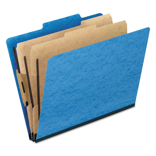 Picture of Six-Section Colored Classification Folders, 2 Dividers, Legal Size, Light Blue, 10/Box