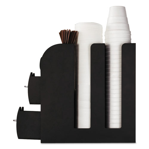 Picture of Coffee Condiment Caddy Organizer, 10 Compartments, 5.4 x 11 x 12.6, Black