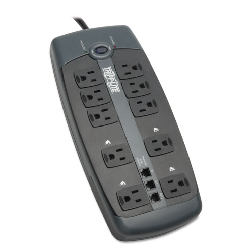 Picture of Protect It! Surge Protector, 10 AC Outlets, 8 ft Cord, 2,395 J, Black