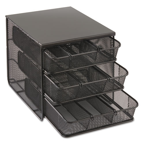 Picture of 3 Drawer Hospitality Organizer, 7 Compartments, 11.5 x 8.25 x 8.25, Black