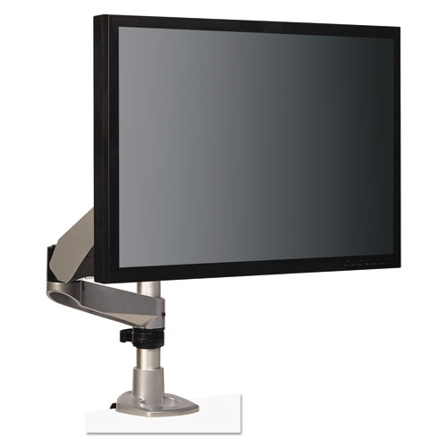 Picture of Dual-Swivel Monitor Arm, 360 Degree Rotation, +15 Degree/-90 Degree Tilt, 180 Degree Pan, Black/Gray, Supports 30 lbs