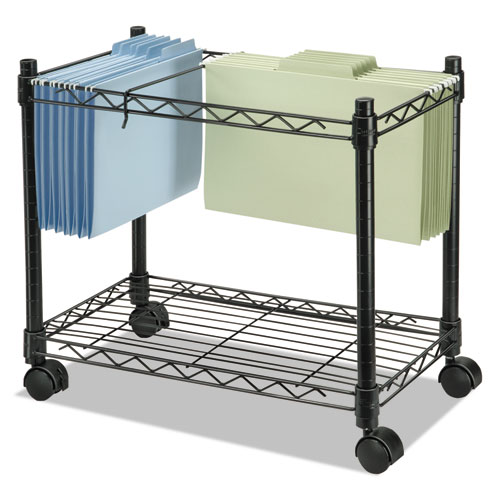 Picture of High-Capacity Rolling File Cart, Metal, 1 Shelf, 2 Bins, 24" x 14" x 20.5", Black