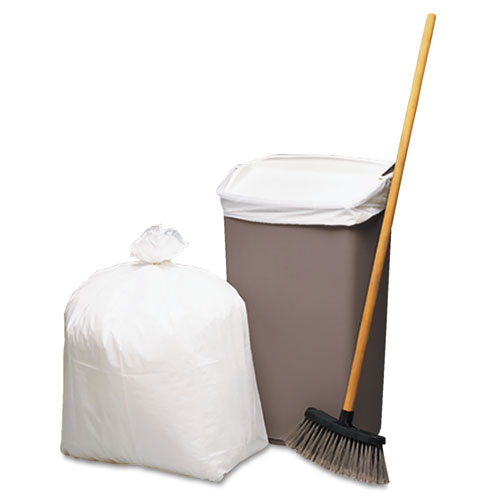 Picture of Linear-Low-Density Recycled Tall Kitchen Bags, Open-Face, 13 gal, 24" x 33", White, 15 Bags/Roll, 10 Rolls/Box