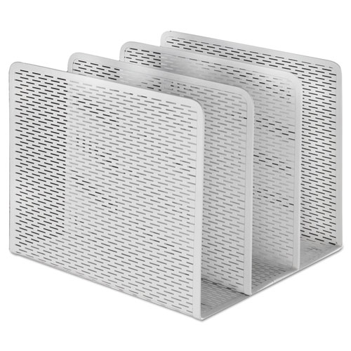 Picture of Urban Collection Punched Metal File Sorter, 3 Sections, Letter Size Files, 8" x 8" x 7.25", White