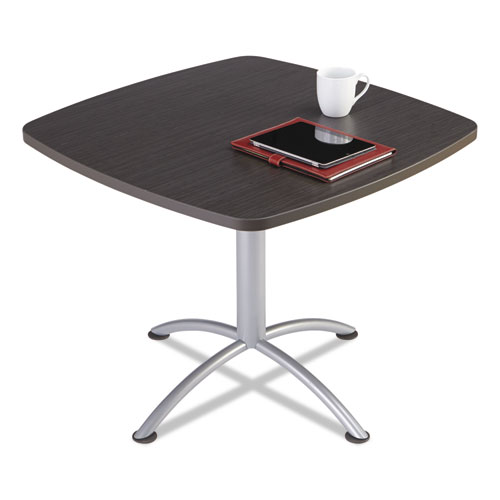 Picture of iLand Cafe-Height Table with Contoured Edges, Square, 36" x 36" x 29", Gray Walnut Top, Silver Base