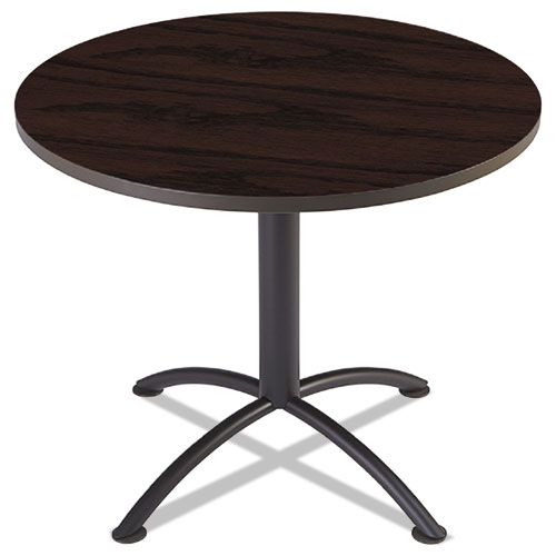 Picture of iLand Table, Cafe-Height, Round, Contoured Edges, 36" x 29", Mahogany Top, Black Base
