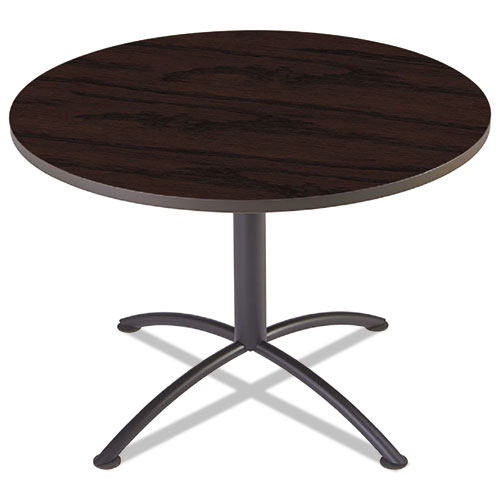 Picture of iLand Cafe-Height Table with Contoured Edges, Round, 42" x 29", Mahogany Top, Black Base