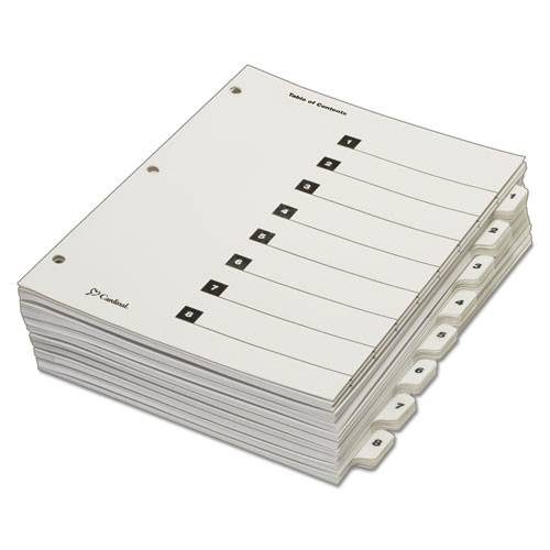 Picture of QuickStep OneStep Printable Table of Contents and Dividers, 8-Tab, 1 to 8, 11 x 8.5, White, White Tabs, 24 Sets