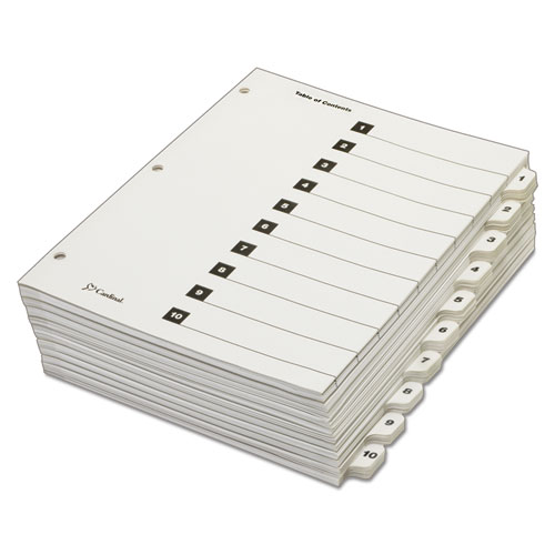 Picture of QuickStep OneStep Printable Table of Contents and Dividers, 10-Tab, 1 to 10, 11 x 8.5, White, White Tabs,  24 Sets