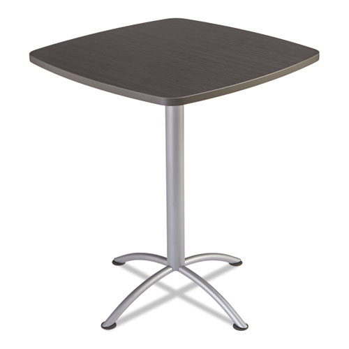 Picture of iLand Bistro-Height Table with Contoured Edges, Square, 36" x 36" x 42", Gray Walnut Top, Silver Base