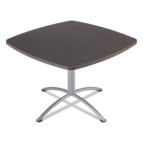 Picture of iLand Table, Cafe-Height, Square Top, Contoured Edges, 42w x 42d x 29h, Gray Walnut/Silver