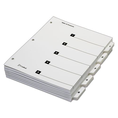 Picture of QuickStep OneStep Printable Table of Contents and Dividers, 5-Tab, 1 to 5, 11 x 8.5, White, White Tabs, 24 Sets