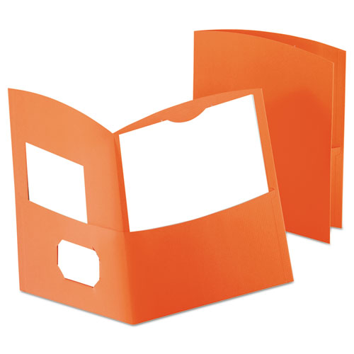 Picture of Contour Two-Pocket Recycled Paper Folder, 100-Sheet Capacity, 11 x 8.5, Orange, 25/Box