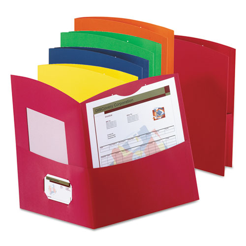 Picture of Contour Twin-Pocket Recycled Paper Folders, 100-Sheet Capacity, 11 x 8.5, Assorted Colors, 25/Box