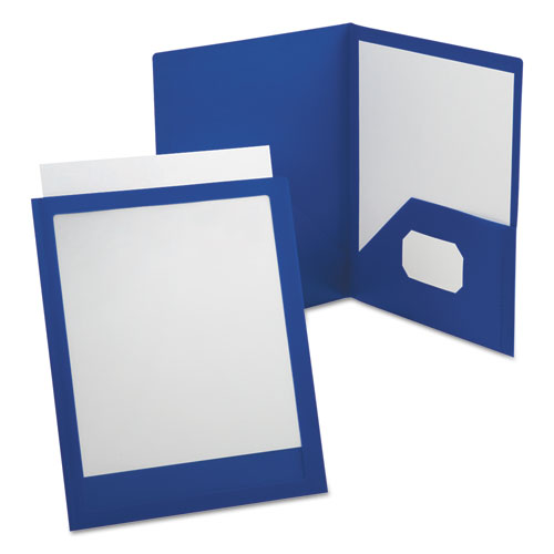 Picture of ViewFolio Polypropylene Portfolio, 100-Sheet Capacity, 11 x 8.5, Clear/Blue