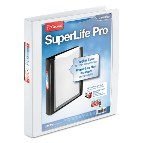Picture of SuperLife Pro Easy Open ClearVue Locking Slant-D Ring Binder, 3 Rings, 1" Capacity, 11 x 8.5, White