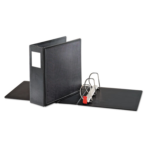 Picture of SuperLife Easy Open Locking Slant-D Ring Binder, 3 Rings, 4" Capacity, 11 x 8.5, Black