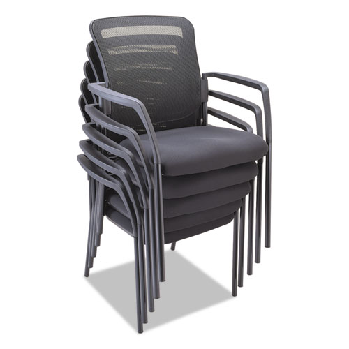 Picture of Alera Elusion Series Mesh Back Stacking Guest Chair, 26" x 25.6" x 36.2", Black Seat, Black Back, Black Base