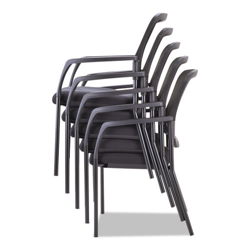 Picture of Alera Elusion Series Mesh Back Stacking Guest Chair, 26" x 25.6" x 36.2", Black Seat, Black Back, Black Base