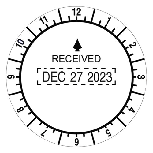 Picture of Time and Date Received Round Stamp, Conventional, 2" Diameter