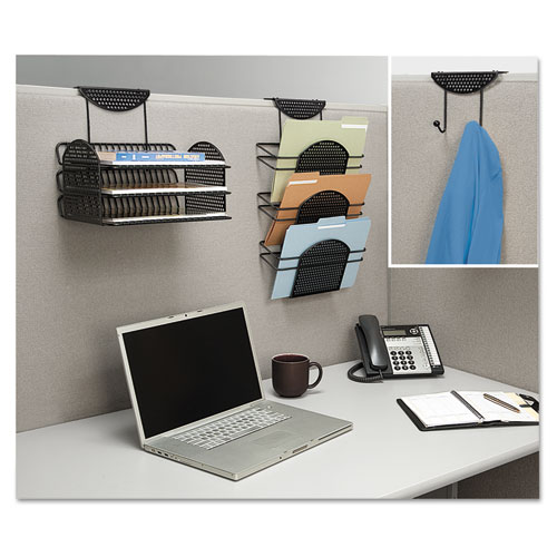 Picture of Perf-Ect Partition Additions Three-Pocket Organizer, 12.5 x 6.75 x 21.38, Over-the-Panel Mount, Black
