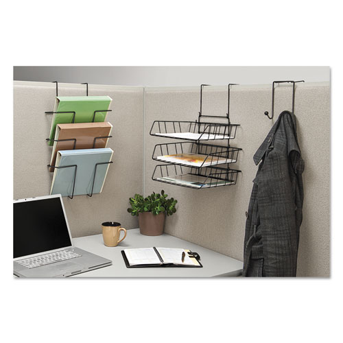 Picture of Partition Additions Wire Double-Garment Hook, 4 x 5.13 x 6, Over-the Panel Mount,  Black