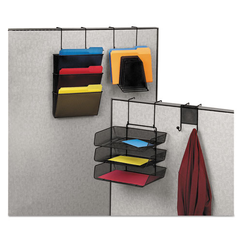 Picture of Mesh Partition Additions Three-Tray Organizer, 11.13 x 14 x 14.75, Over-the-Panel/Wall Mount, Black