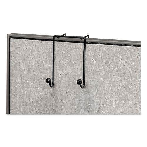 Picture of Partition Additions Wire Double-Garment Hook, 4 x 5.13 x 6, Over-the Panel Mount,  Black