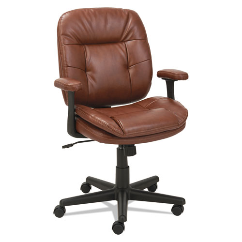 Picture of Swivel/Tilt Bonded Leather Task Chair, Supports 250 lb, 16.93" to 20.67" Seat Height, Chestnut Brown Seat/Back, Black Base