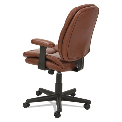 Picture of Swivel/Tilt Bonded Leather Task Chair, Supports 250 lb, 16.93" to 20.67" Seat Height, Chestnut Brown Seat/Back, Black Base