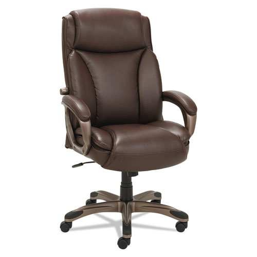 Picture of Alera Veon Series Executive High-Back Bonded Leather Chair, Supports Up to 275 lb, Brown Seat/Back, Bronze Base