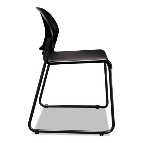 Picture of GuestStacker High Density Chairs, Supports Up to 300 lb, 17.5" Seat Height, Onyx Seat, Onyx Back, Black Base, 4/Carton