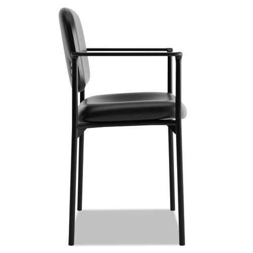 Picture of VL616 Stacking Guest Chair with Arms, Bonded Leather Upholstery, 23.25" x 21" x 32.75", Black Seat, Black Back, Black Base