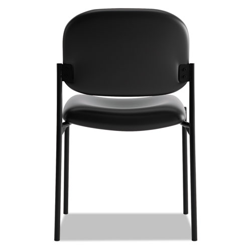 Picture of VL606 Stacking Guest Chair without Arms, Bonded Leather Upholstery, 21.25" x 21" x 32.75", Black Seat, Black Back, Black Base