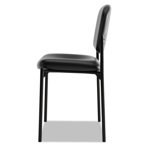 Picture of VL606 Stacking Guest Chair without Arms, Bonded Leather Upholstery, 21.25" x 21" x 32.75", Black Seat, Black Back, Black Base