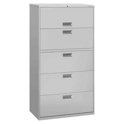 Picture of Brigade 600 Series Lateral File, 4 Legal/Letter-Size File Drawers, 1 Roll-Out File Shelf, Light Gray, 36" x 18" x 64.25"