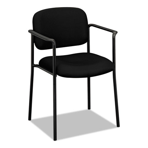 Picture of VL616 Stacking Guest Chair with Arms, Fabric Upholstery, 23.25" x 21" x 32.75", Black Seat, Black Back, Black Base