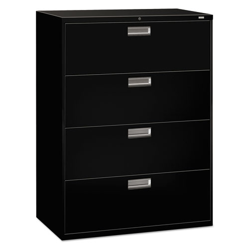 Picture of Brigade 600 Series Lateral File, 4 Legal/Letter-Size File Drawers, Black, 42" x 18" x 52.5"