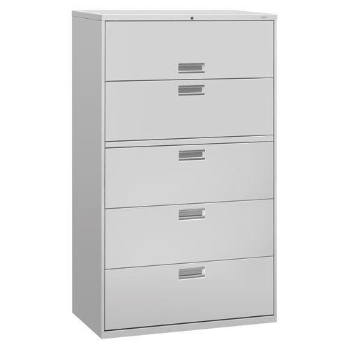 Picture of Brigade 600 Series Lateral File, 4 Legal/Letter-Size File Drawers, 1 Roll-Out File Shelf, Light Gray, 42" x 18" x 64.25"