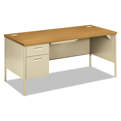 Picture of Metro Classic Series Left Pedestal "L" Workstation Desk, 66" x 30" x 29.5", Harvest/Putty