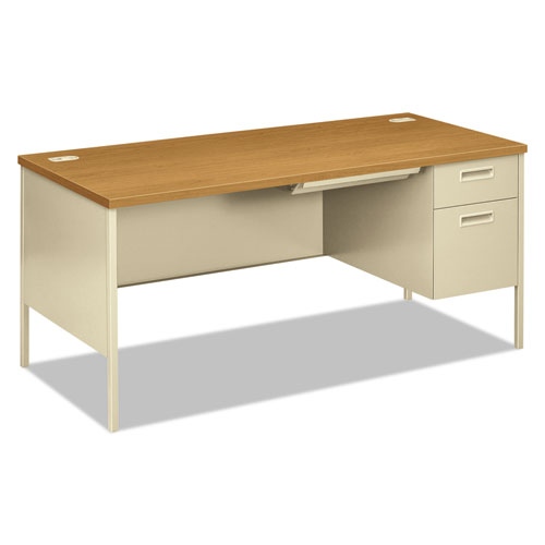 Picture of Metro Classic Series Right Pedestal "L" Workstation Desk, 66" x 30" x 29.5", Harvest/Putty