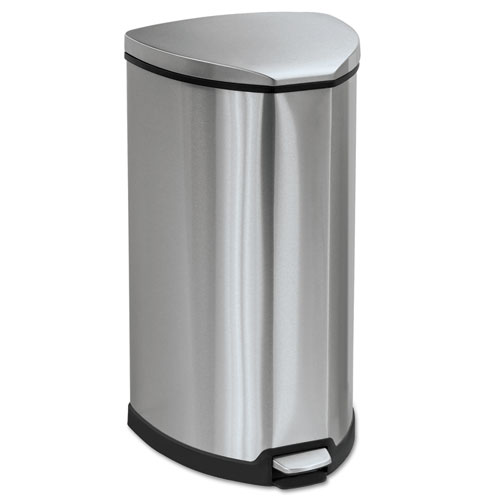 Picture of Step-On Receptacle, 10 gal, Stainless Steel, Chrome/Black