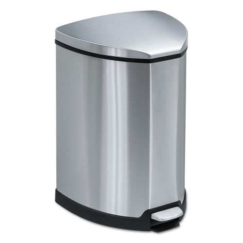 Picture of Step-On Receptacle, 4 gal, Stainless Steel, Chrome/Black